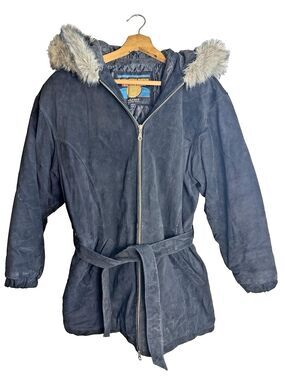 Vintage Wilson's Leather Adventure Bound Women’s S Black Suede Jacket Faux Fur
